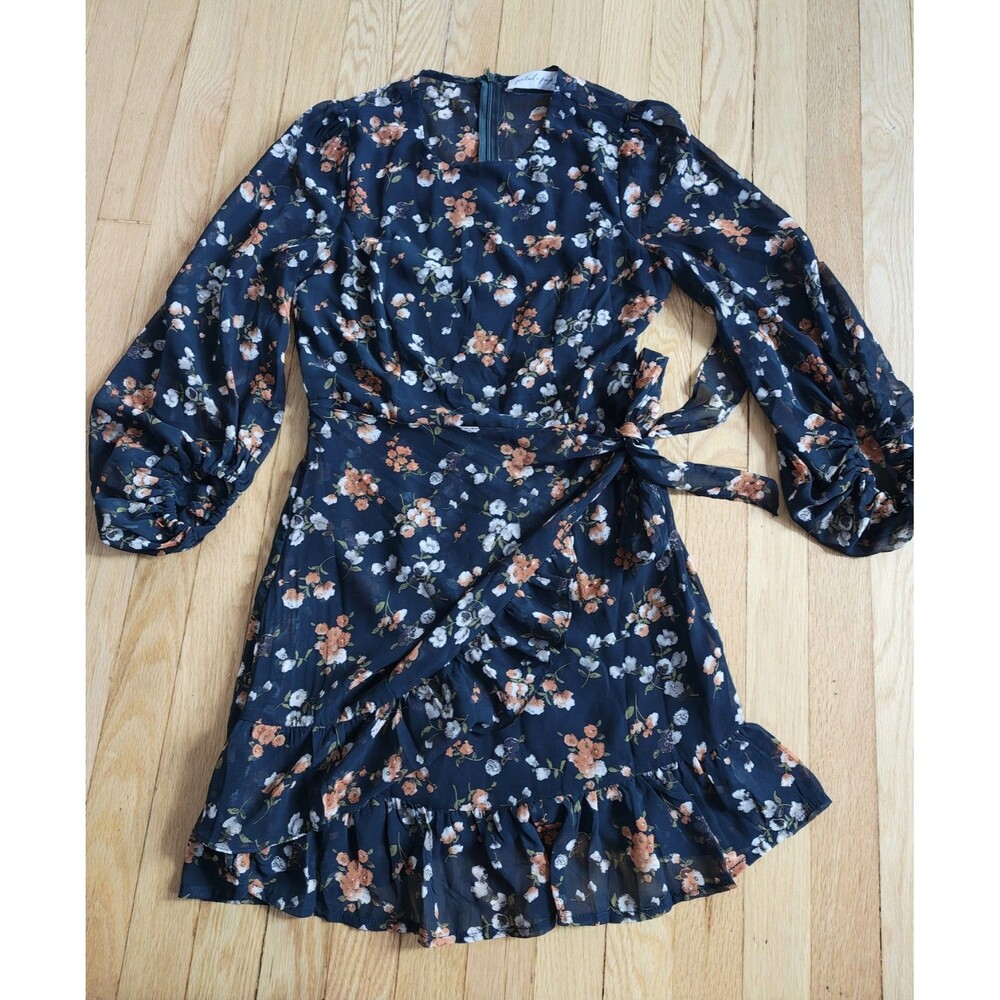 Petal & Pup Frampton Midi Dress Green Floral Ruffle V Neck Tie Front Women